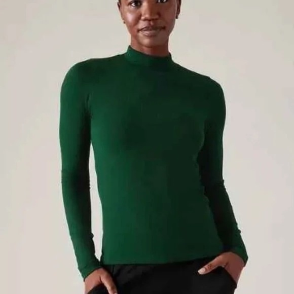 Athleta Sweaters - Athleta Renew Seamless Mock Neck Top, Seaweed Snack Green, XS